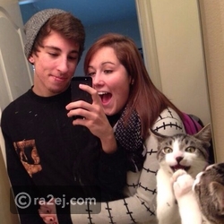 رد فعل القطة لدى رؤية نفسها في المرآة أفسد صورة رومانسية